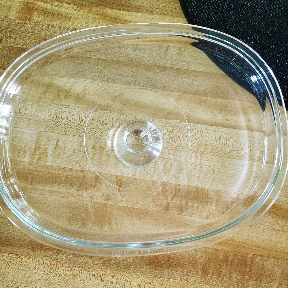 Pyrex DC 1- 1/2 C Oval Glass Replacement Lid Large Knob Clear Glass Lid Only - Picture 3 of 3